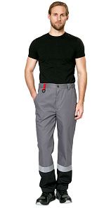 Брюки мужские рабочие летние для ИТР "Виват" NEW серо-черно-красные 