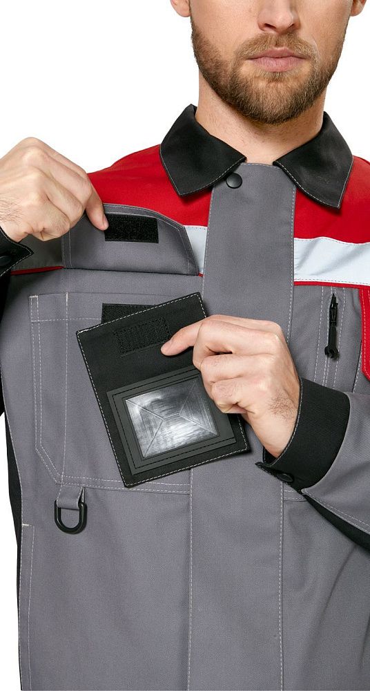 Куртка мужская рабочая летняя для ИТР Виват серо-черно-красная