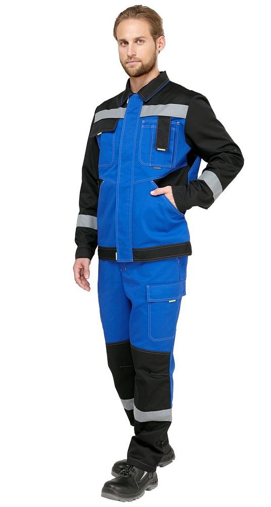Костюм мужской рабочий летний Гудзон NEW с пк василек-черный